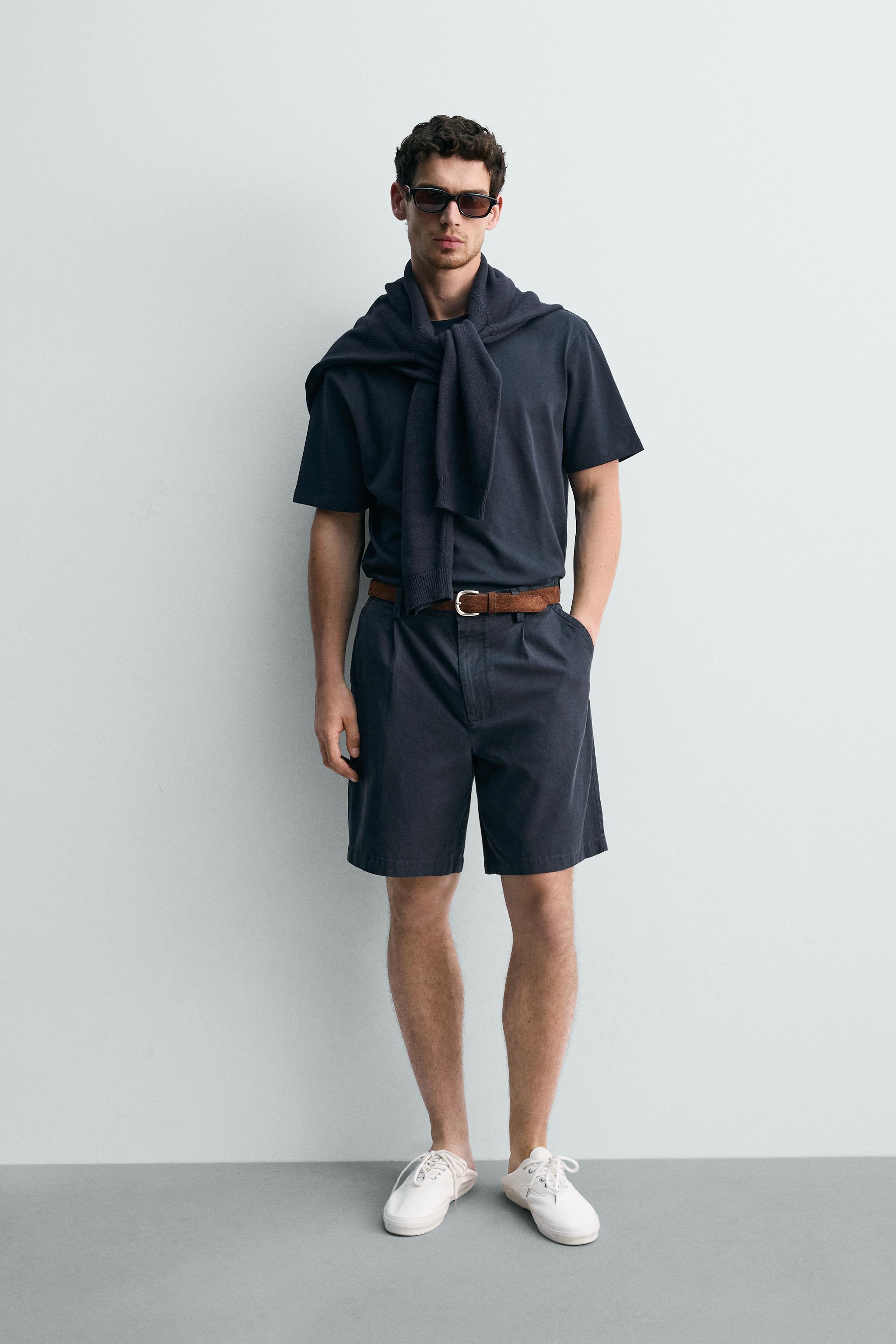 SHORT REGULAR FIT À PLIS